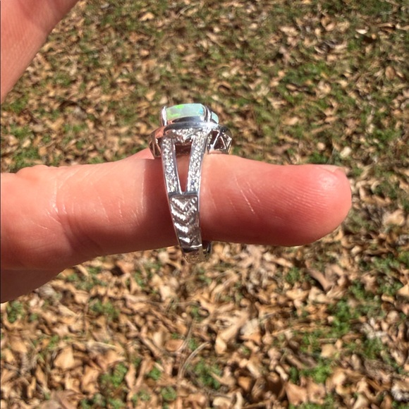 Natural Opal and Diamond Ring 14k White Gold - Picture 11 of 17